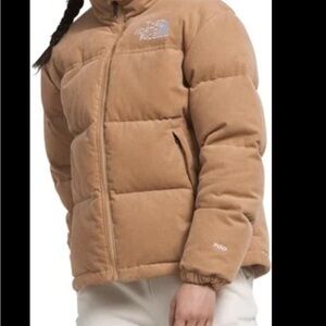 The North Face Tan Oversized Puffer Jacket with High Collar
